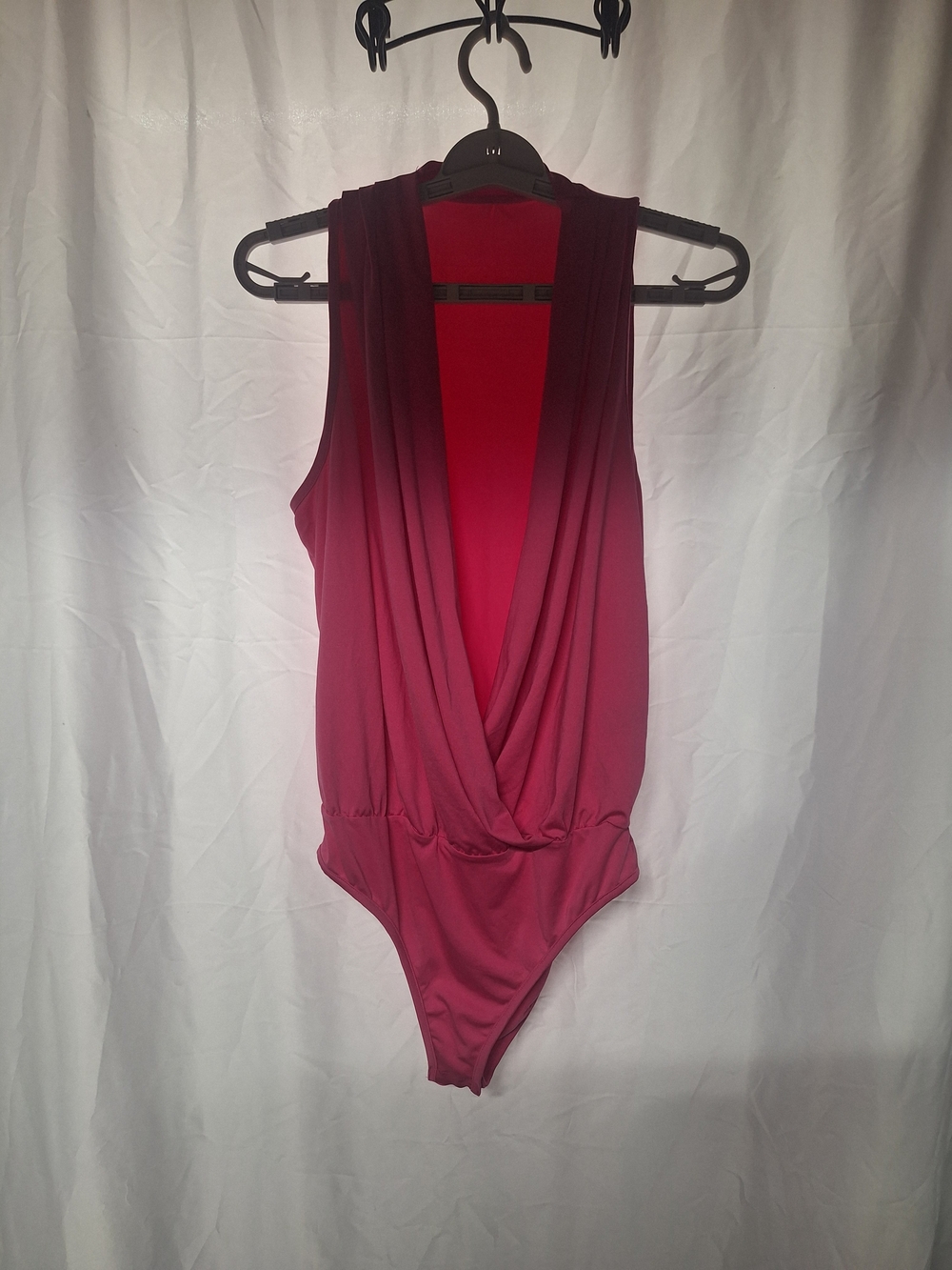 SHEIN Sleeveless Draped V-Neck Bodysuit - PINK